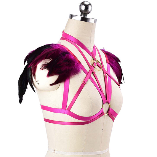 Sostén Harness Gótico Punk con Plumas para Eventos y Prom - Image 15