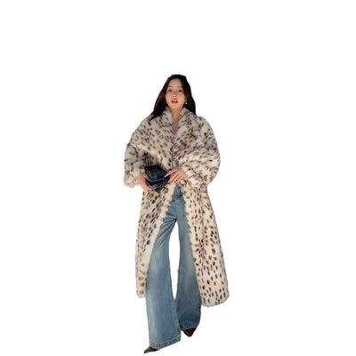 Abrigo Trench Tejido Coreano con Cuello Volante y Detalles de Piel - Image 5