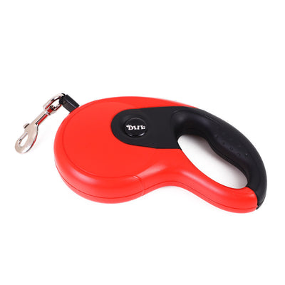 Blue and grey retractable dog leash with a black waste bag dispenser and a silver metal clip. - Image 7