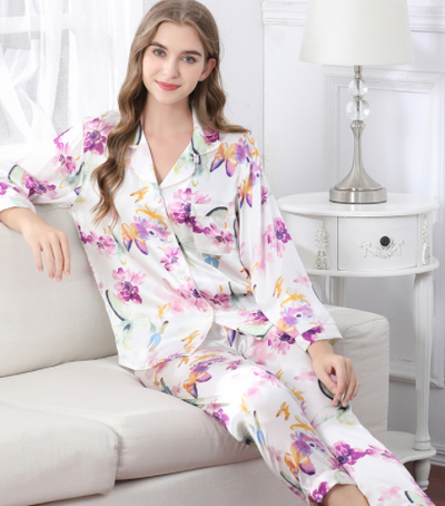 Traje de Dos Piezas Talla Grande Manga Larga en Seda para Primavera y Otoño - Image 17