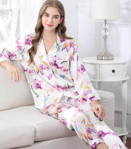 Traje de Dos Piezas Talla Grande Manga Larga en Seda para Primavera y Otoño - Image 17