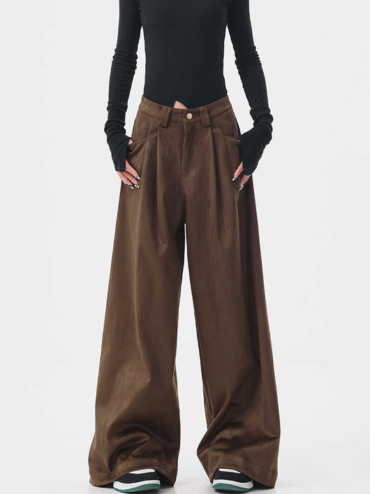Pantalones Anchos Retro Vintage Marrón para Mujer - Estilo Casual Holgado - Image 4