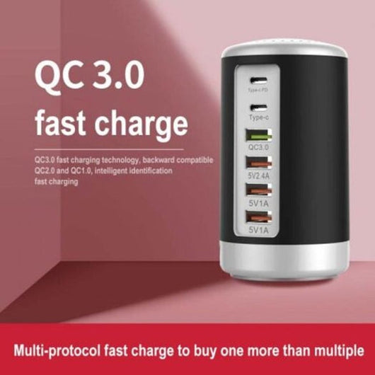 Adaptador Cilíndrico 6 Puertos 65W con Carga Rápida de Alta Potencia - Image 11