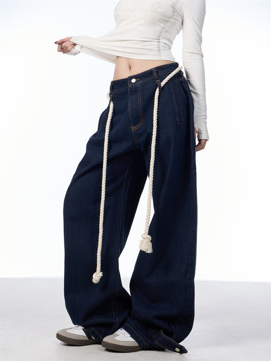 Jeans Negros Lavados Rectos Ancho con Costuras Blancas - Image 11