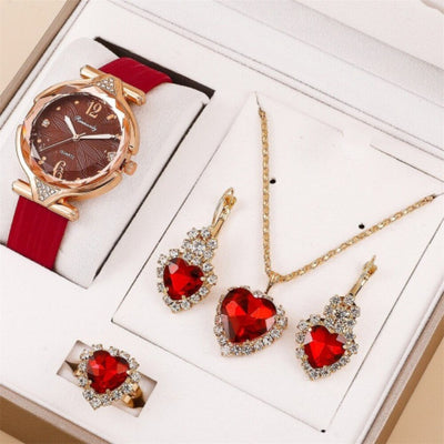 Juego de 4 Piezas: Reloj de Cuarzo Elegante con Cinturón de Diamantes para Mujer - Image 4