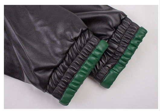 Chaqueta de Cuero Negra Estilo Retro Americano con Costuras de Letras - Image 14