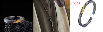 Pulsera Plata Pura para Hombre Personalizada Estilo Retro con Baño de Oro 24K - Image 19