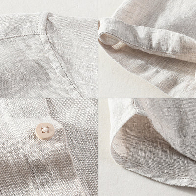 Camisa de Lino Casual para Hombre con Cuello Cuadrado - Image 4