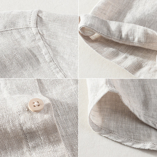 Camisa de Lino Casual para Hombre con Cuello Cuadrado - Image 4