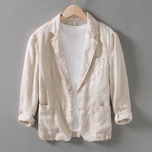 Blazer Lino Suelto Artístico Solapa Clásica Elegante - Image 7