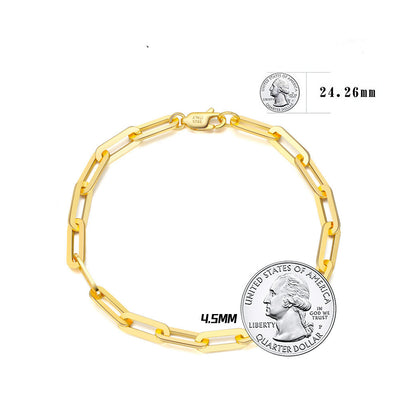 Pulsera Cadena Cuadrada Estilo Paperclip Chapada en Oro 14K - Diseño Ins Personalidad - Image 6