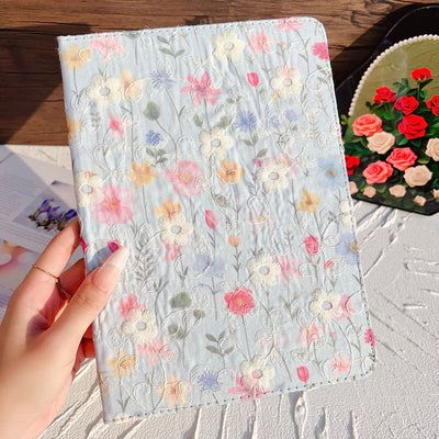 Funda Protectora de Cuero para Tablet con Diseño Floral y Ranura para Stylus