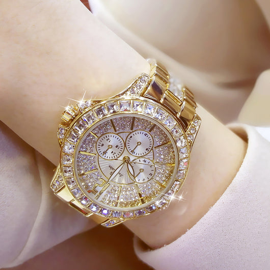 Reloj de Tres Ojos con Cristal Diamante Completo, Esfera Grande y Resistencia al Agua - Image 9
