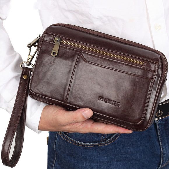 Cartera Sobre de Cuero para Hombre - Bolsa Clutch de Gran Capacidad