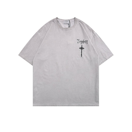 Camiseta Hip Hop Vintage Desgastada Lavada para Hombre - Image 8