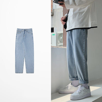 Pantalones Vaqueros Hombre Estilo Hong Kong Corte Recto Suelto Tendencia - Image 9