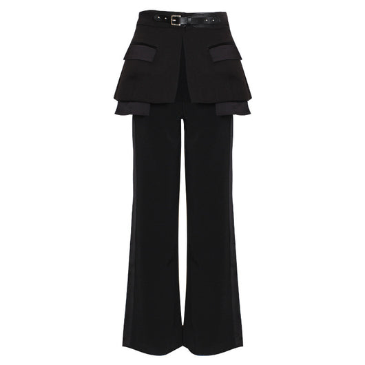 Pantalones rectos con cintura drapeada y faja integrada - Image 6