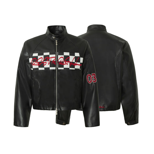 Chaqueta de Cuero Estilo Retro Americano con Detalles de Tartán - Image 29