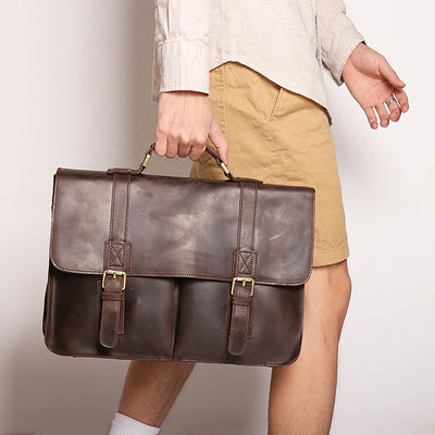 Maletín Ejecutivo de Cuero Crazy Horse Retro con Gran Capacidad para Hombre - Image 6
