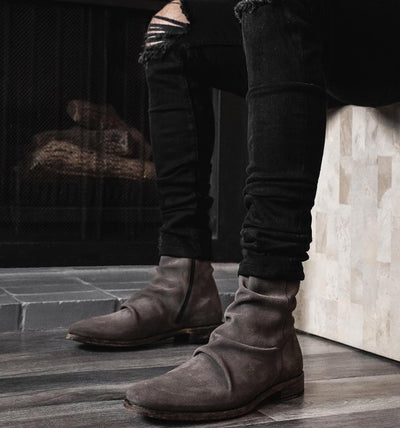 Botas Cortas Estilo Británico con Pliegues para Hombre - Image 3