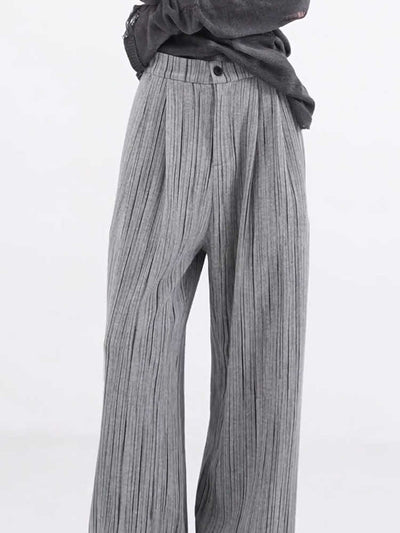 Pantalones Anchos Plisados con Rayas - Corte Casual Elegante - Image 3