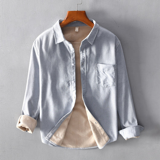 Chaqueta Camisa Térmica Casual para Hombre con Forro de Terciopelo - Image 14