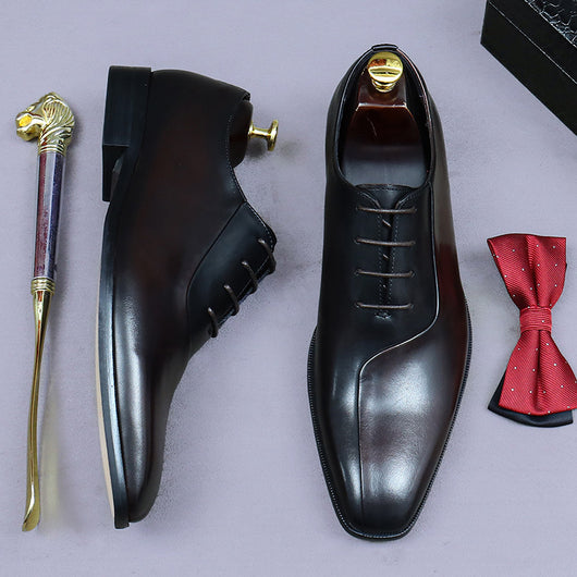 Zapatos Formales de Cuero para Hombre Estilo Británico con Diseño Bicolor - Image 3