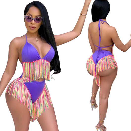 Bikini Dos Piezas con Flecos Coloridos - Image 5