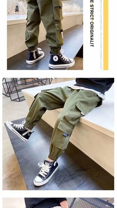 Pantalones Casuales de Trabajo Fleece con Bolsillos Múltiples para Niños y Adolescentes - Image 16