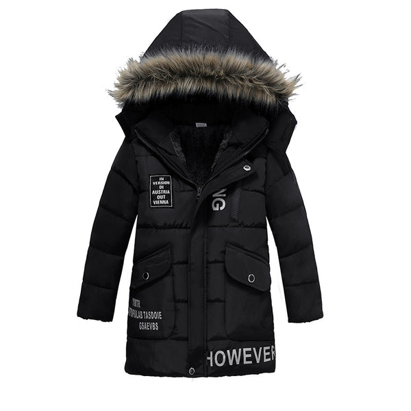 Chaqueta Acolchada para Niño con Cuello de Pelaje y Algodón Cálido