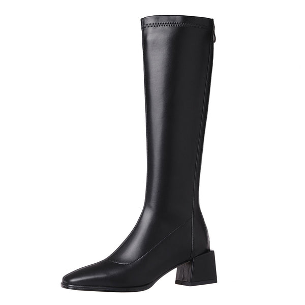 Botas Altas para Mujer con Tacón Grueso y Punta Cuadrada - Efecto Piernas Estilizadas - Image 3
