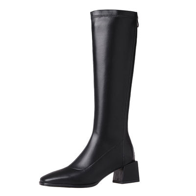 Botas Altas para Mujer con Tacón Grueso y Punta Cuadrada - Efecto Piernas Estilizadas - Image 3