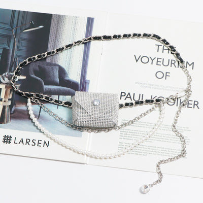 Bolsa de Cintura Mini con Perlas y Strass Brillante - Bolso Mensajero de Moda Salvaje - Image 9
