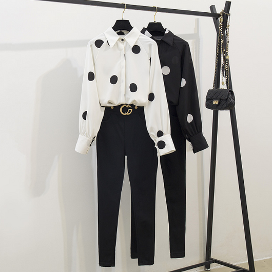 Conjunto Elegante: Blusa de Gasa y Pantalón Talle Alto - Image 2