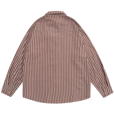 Camisa Hombre Primavera Otoño Flores 3D Rayas Verticales Cuello Solapa Suelta - Image 12