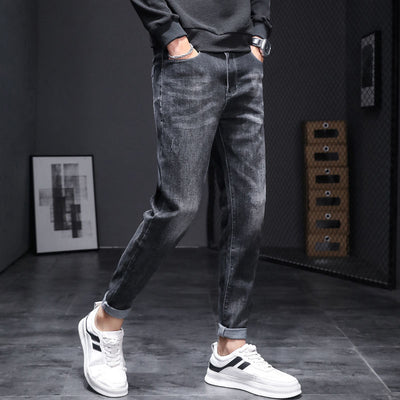 Pantalones Slim Stretch Negro Tendencia Coreana Multiuso Hombre - Image 9