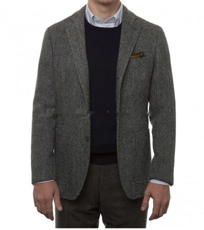 Blazer de Tweed Lana Estilo Británico Retro para Hombre - Image 19