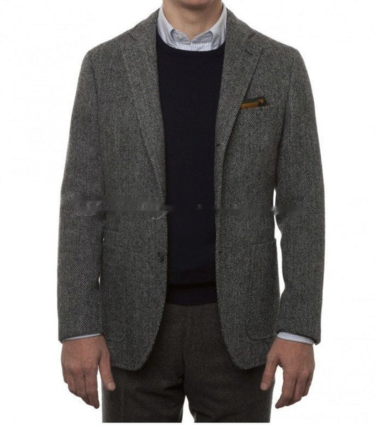 Blazer de Tweed Lana Estilo Británico Retro para Hombre - Image 19