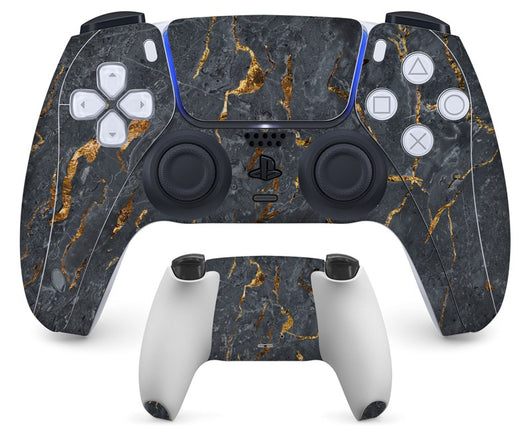 PS5 controller with a pastel marble sticker, showing the front and back views for anti-scratch protection. - Image 12