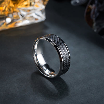 Anillo de Acero Titanio Negro para Hombre - Diseño Europeo y Americano