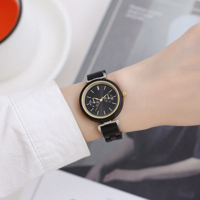 Reloj de Pulsera Analógico Redondo en Madera de Ébano con Movimiento de Cuarzo - Image 11