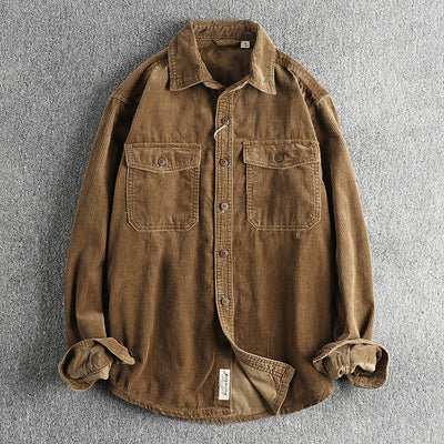 Camisa de Pana Retro de Algodón con Manga Larga para Hombre - Image 10