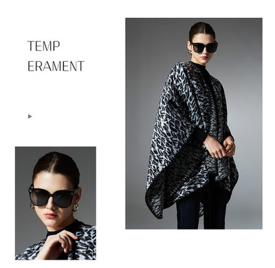 Chal Cruzado Estampado Leopardo Negro - Versátil para Primavera, Otoño e Invierno - Image 9