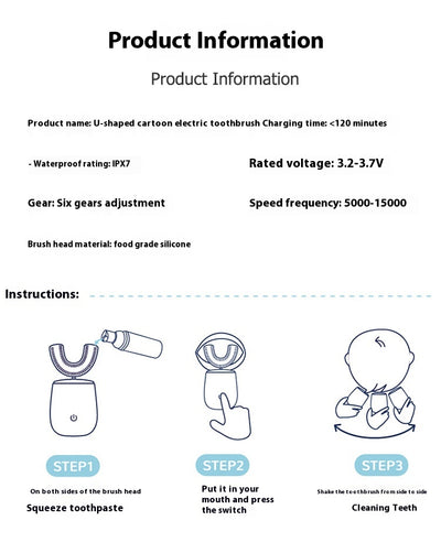 Cepillo de Dientes Eléctrico Inteligente en U para Niños con Tecnología Ultrasónica - Image 6