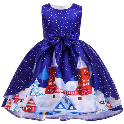 Vestido Navideño Princesa Santa Claus con Copos de Nieve para Niña - Image 5