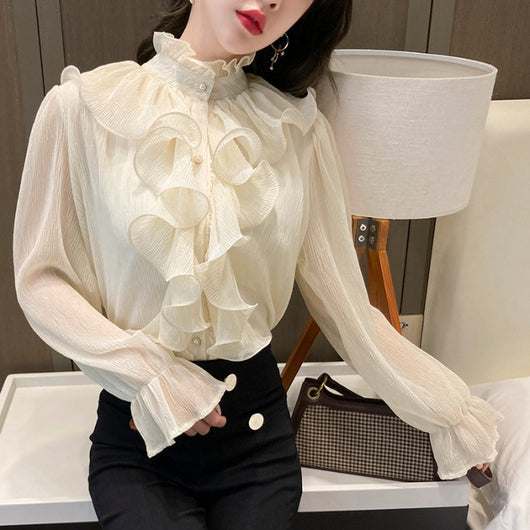 Blusa Cuello Mao Estilo Francés para Mujer - Elegancia Clásica - Image 15