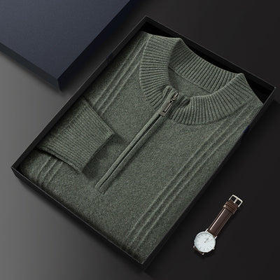 Suéter Ejecutivo de Lana con Cierre y Cuello Alto para Hombre - Tallas Grandes Otoño Invierno - Image 7