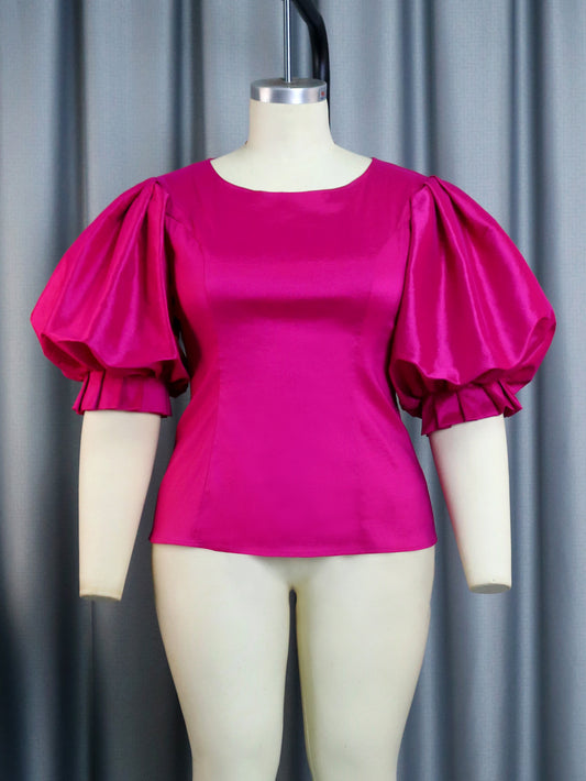 Blusa Satinada con Mangas Farol y Control de Cintura - Image 2