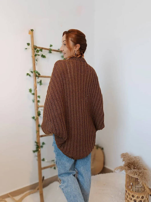 Suéter Abrigo Holgado para Mujer con Capa - Image 9