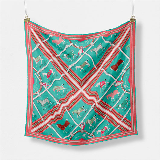 Pañuelo de Seda Cuadrado 53cm Estampado Cuadros - Accesorio Versátil para Mujer - Image 2